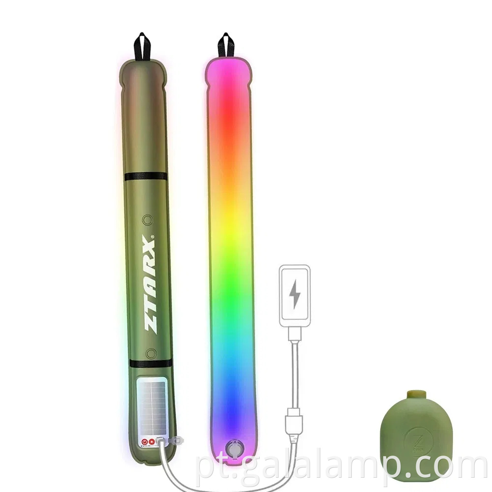 Lanterna de acampamento solar inflável, recarregável USB, 4 modos de iluminação, IP66 à prova d'água, portátil e luz leve da tenda